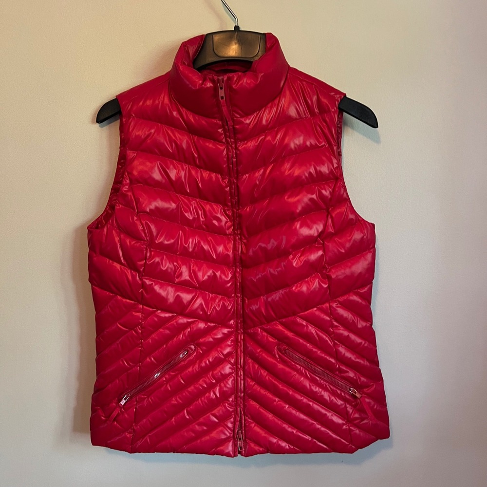 Talbots Petites Red Puffer Vest Down Fill Quilted Sleeveless Jacket MP